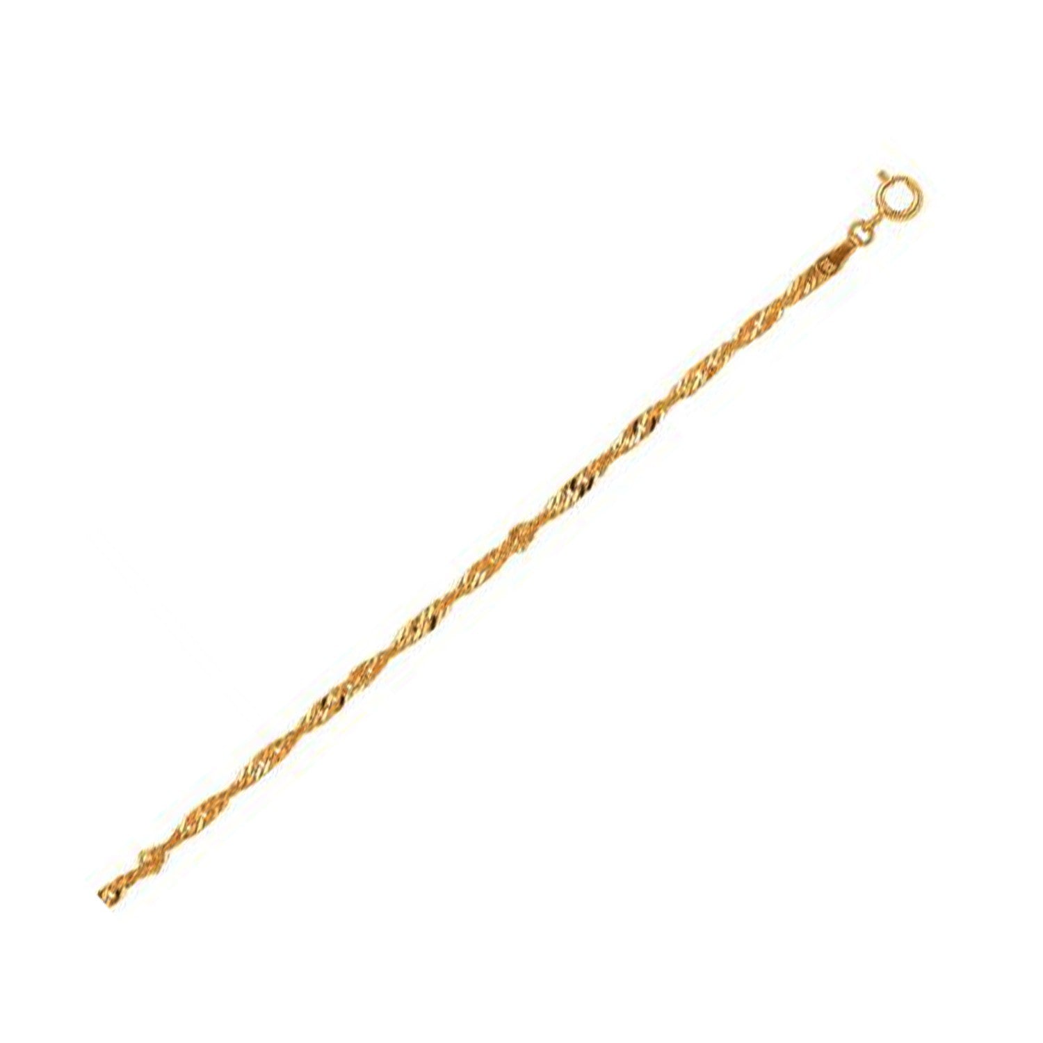 10k Yellow Gold Singapore Anklet 2.2mm in a sleek high-contrast midnight luxury editorial style